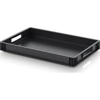 ESD euro přepravky 60 x 40 x 7,5 cm - Dopravní černá - materiál: ESD PP - ESD EG 64/75