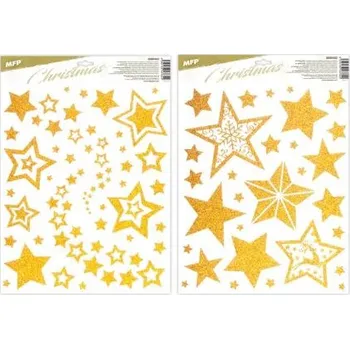 Okenní dekorace MFP okenní fólie vánoce glitr VA028 zlaté 30x42cm 3091 8886452