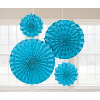 Party dekorace Glitrové rozety - modré