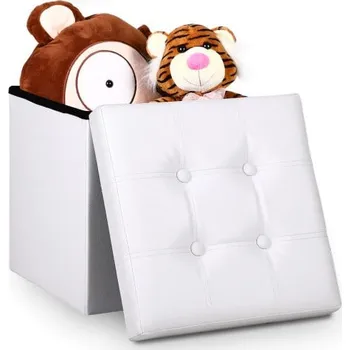 Taburet FurniGO Taburetka s úložným prostorem 38x38x38 cm - bílá