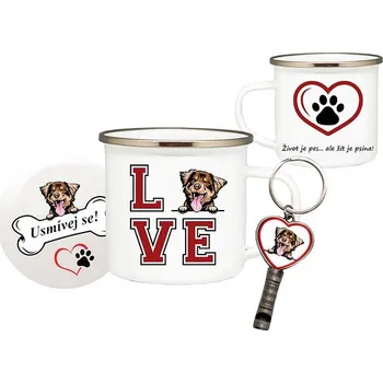 Coolkousky Set plecháček, podtácek, přívěšek Australský ovčák