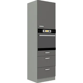 Kuchyňská skříňka Kuchyňská skříň GARID 60 DPS 210 3S 1F, Šedý lesk/Šedá