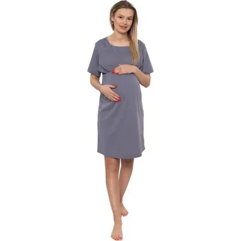 Těhotenské noční prádlo Be MaaMaa Dámská těhotenská/kojící noční košile Luna, šedá, vel. L, L (40)