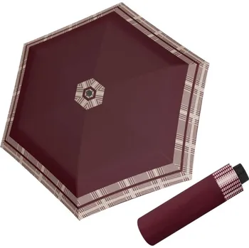 Deštník Doppler Fiber Havanna Timeless Red Hahnentritt - dámský skládací deštník