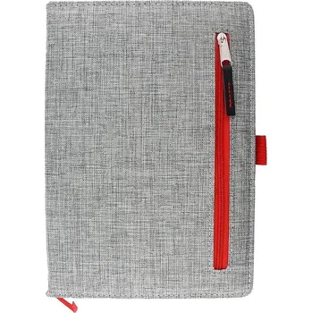 Zápisník MPM QUALITY linkovaný A5 s kapsičkou na zip, šedo-červený