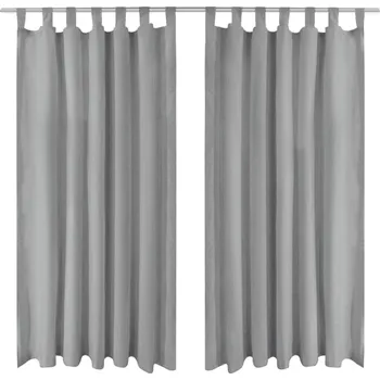 Závěs vidaXL Mikrosaténové závěsy s poutky, 2 ks, 140x175 cm, šedé