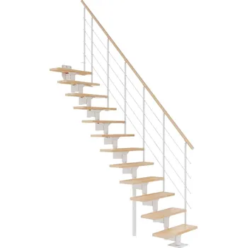 Schodiště DOLLE BOSTON, Buk Barva: Bílá (RAL 9016), Vedení schodů: Rovný běh, Výška podlaha - podlaha: 247 - 325 cm | 12 nášlapů