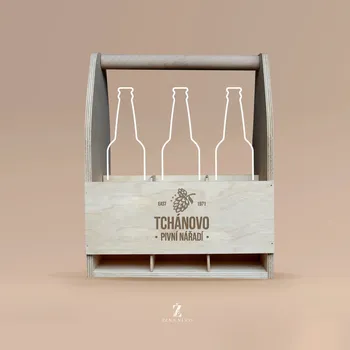 Dárková krabička Dřevěná přenoska na pivo pro tchána PIVNÍ NÁŘÁDÍ (6 Ks piva) Text: Text z obrázku