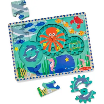 Dřevěná hračka Dřevěné puzzle s ozubenými kolečky Oceán