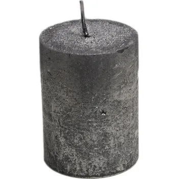 Svíčka Sv.rustik válec 60x80 LAK stříbrná