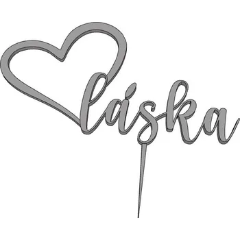 Láska se srdíčkem - plastový zápich - Růžová