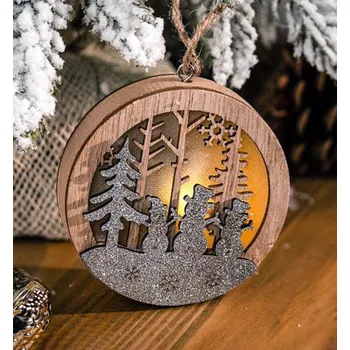 Vánoční dekorace LED dekorace MAGICHOME, SNEHULÁK v kouli, závěsná, 8,5x2x8,5 cm, teplá bílá