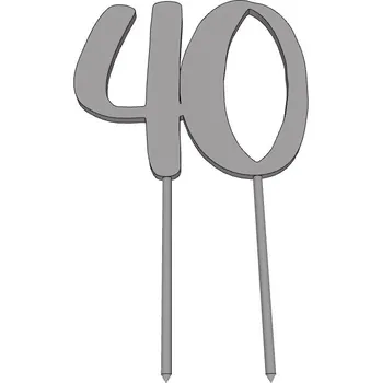 Číslice 40 - plastový zápich - Červená / VELKÁ