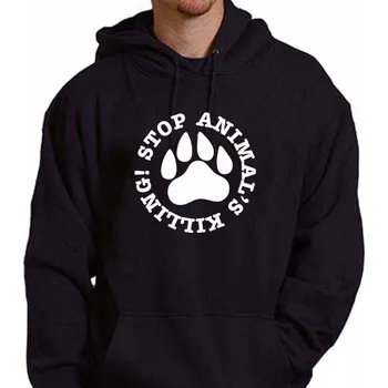 Pánská mikina mikina s kapucí STOP ANIMALS Černá XL