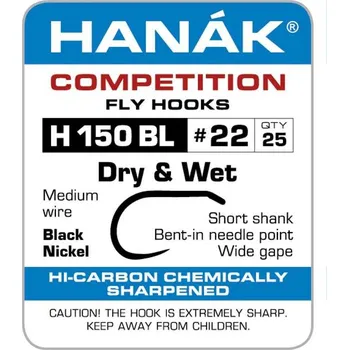 Rybářský háček Muškařské háčky Hanák H 150 BL Dry & Wet vel. 22