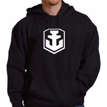 Pánská mikina mikina s kapucí WORLD OF WARSHIPS - Logo Černá XL