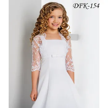 Dívčí šaty Dětské krajkové svatební bolerko s 3/4 rukávem DFK-154 Barva: ivory, Vybraná velikost: velikost 158