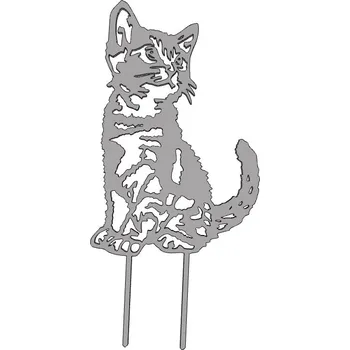 Sedící kočička - plastový zápich - Zelená