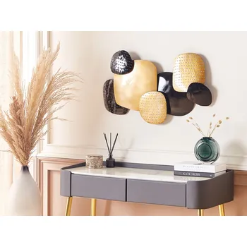 Nástěnná dekorace černá zlatá Železná Kovová Socha Geometrické Nástěnné umění Abstraktní Glamour Moderní doplněk Beliani