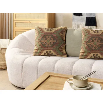 Polštář Sada 2 polštářů vícebarevné juta a bavlna 45 x 45 cm geometrický vzor ručně vyrobené snímatelný potah s výplní Beliani