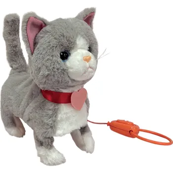plyšák Sparkys Kočka Mili na vodítku šedá/bílá 26 cm