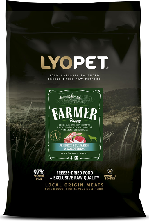 LYOPET Farmer Puppy Jehněčí s tuňákem a kolostrem 4 kg (pro všechna plemena)