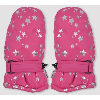 Rukavice Noviti Dětské zimní lyžařské rukavice, palčáky - dívčí - tmavěrůžové s hvězdičkami, velikost: 14cm