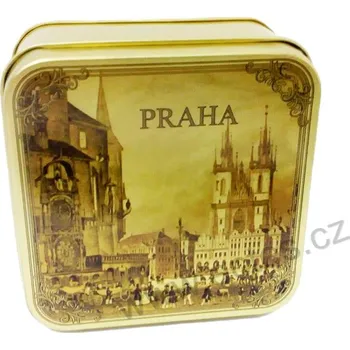 Dóza na potraviny PRAHA STAROMĚSTSKÉ NÁMĚSTÍ plechová dóza 7418/40 LO litografie sépie