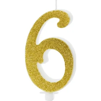 Svíčka Svíčka zlatá zahnutá číslo 6