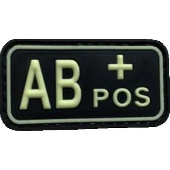 Nášivka PVC nášivka krevní skupina AB POS, Svítící