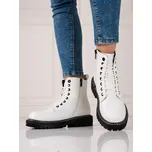 Dámské kotníčkové boty na plochém podpatku KK274539 Bílá s černou - BIG STAR bílá-černá 36