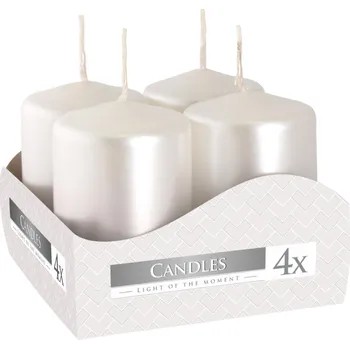Svíčka Bispol Adventní svíčky metalické bílé, sada 4 ks