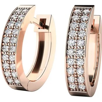 Náušnice Dámské náušnice růžové zlato 585/1000 zirkon oválky 10950-CV-ZIR