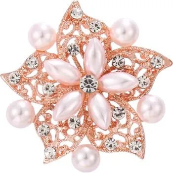 Brož B-TOP Brož Perlový Květ - růžové pozlacení