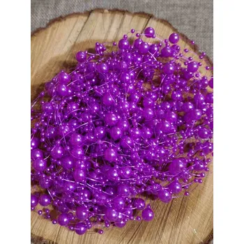 umělá květina Perly na silonu Ø7 mm délka 130 cm barva fialová světlá