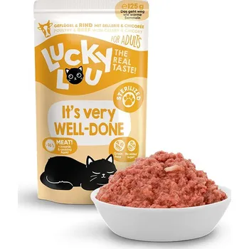 Krmivo pro kočku Kapsička LUCKY LOU Lifestage Sterilized s drůbežím a hovězím masem 125g