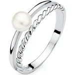 Stříbrný prsten Alisia s pravou přírodní bílou perlou obvod 60 mm