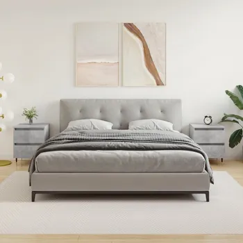 Noční stolek vidaXL Noční stolky 2 ks 40 x 35 x 50 cm kompozitní dřevo [826863] Barva: Betonová šedá