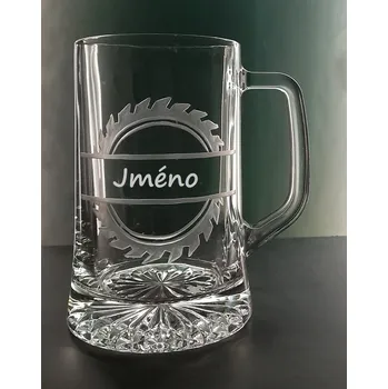 Sklenice půllitr pro truhláře - ručně ryté (broušené)