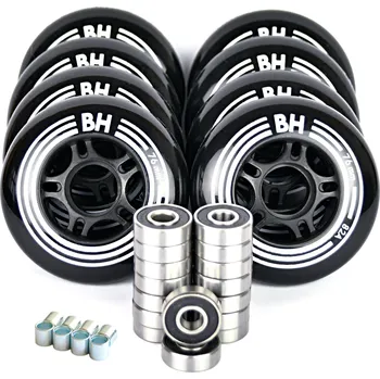 Kolečko k in-line bruslím In-line sada BH Black 76mm 82A 8 ks + 16 ks ABEC 5 + spacery