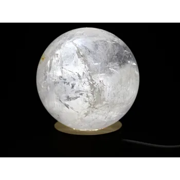 Drahý kámen Magieprirody.cz Křišťál koule 88 mm 946g přírodní kámen + LED dřevěný podstavec #A374