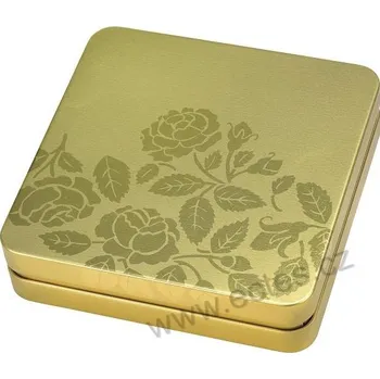 Dóza na potraviny SISSY zlatá plechová dóza 3552 s lesklými květy a lístky růží