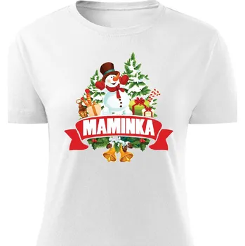 Dámské tričko Dámské tričko - Vánoční sněhulák pro maminku Barva: Bílá, Velikost: XXL