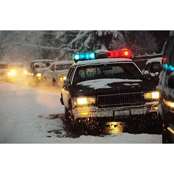 Plakát Plakát, Obraz - Police Car at Winter Accident Scene, Doug Wilson