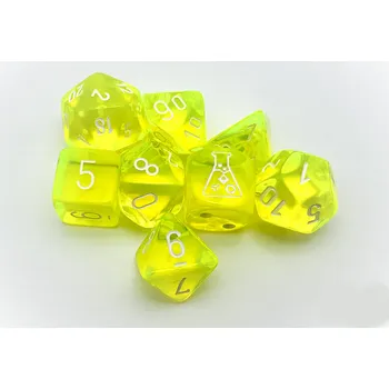 Příslušenství k deskovým hrám Q Workshop Sada 8 kostek Chessex Lab Dice průhledná žlutá/bílá - 30061