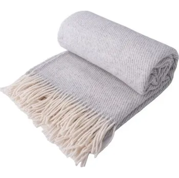 deka Matex Vlněná deka s třásněmi MAORI šedá, 140 x 200 cm, světle šedá