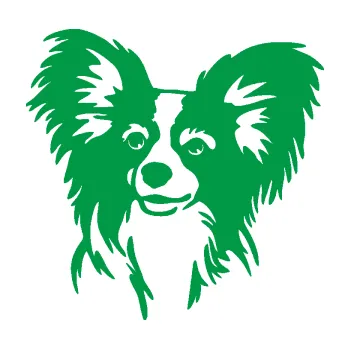 Polep vozidla Pes 190 levá Papillon (12 - zelená) SAMOLEPKA NA AUTO, NÁLEPKA, FÓLIE, POLEP, TUNING, VLASTNÍ TEXT, TISK, AUTOSAMOLEPKY.cz, POLEPY, OBRÁZEK, LOGO, 3D STICKERS