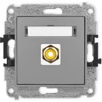 Elektrická zásuvka KARLIK Zásuvka RCA typ cinch, žlutý, pozlacený Barva: Matná šedá