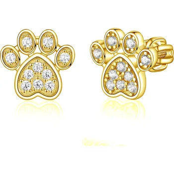 Náušnice Olivie Stříbrné náušnice na šroubek TLAPKA GOLD 8091 Ag 925; ≤2,1 g.