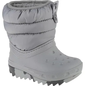 Dívčí sněhule Šedé dětské sněhule Crocs Classic Neo Puff Boot Toddler 207683-007 Velikost: 24/25